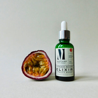 STEP 3 VITAMIN BOMB elixir - to seal in moisture - green glass bottle - passion fruit seeds 